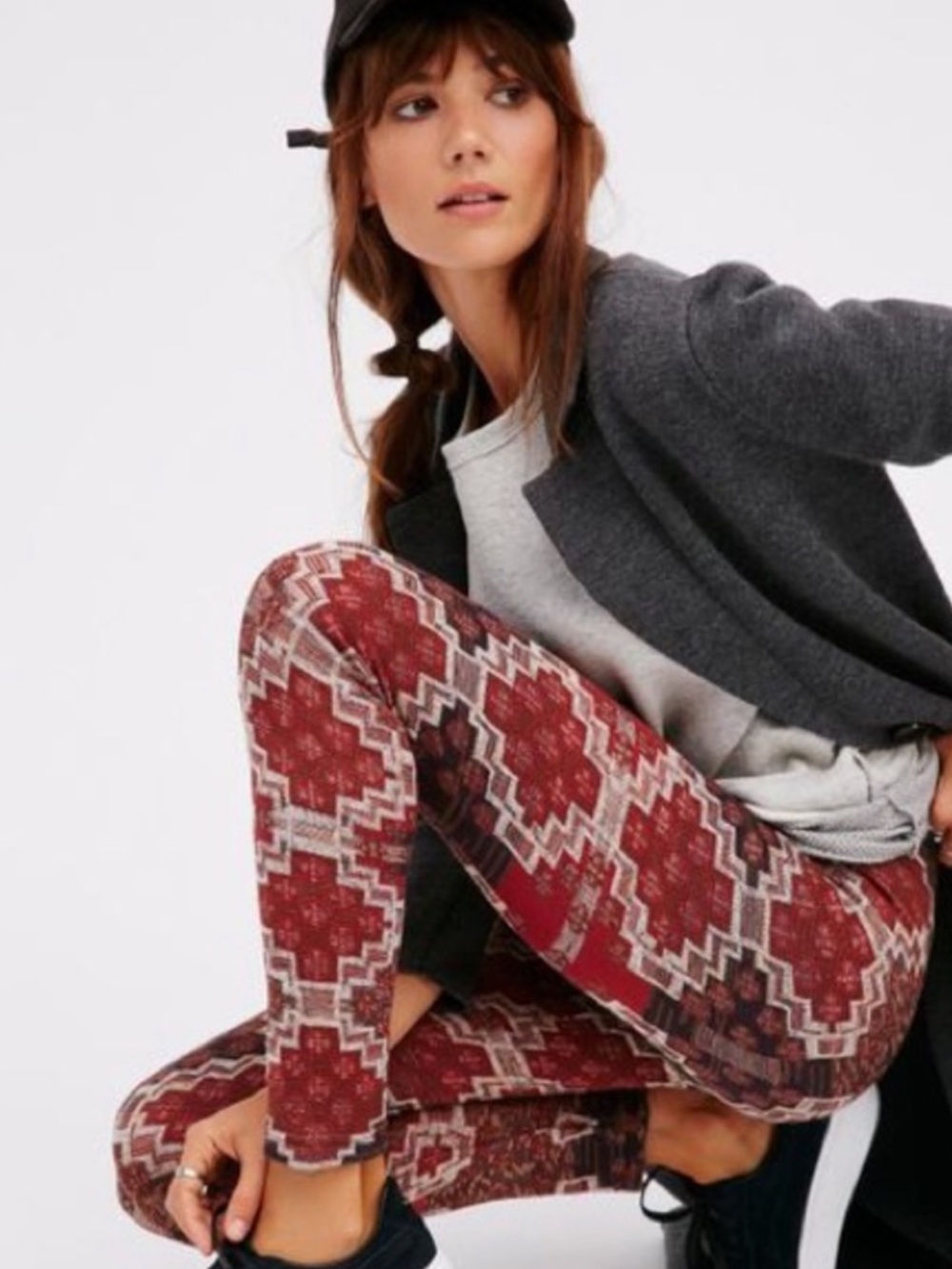 Free People Printed Knit Leggings | Boho Aztec Southwest Pattern | Size M